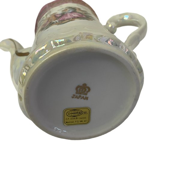Laurent Cofee Porcelain TeaPot Japan Lusterware White Pink Gold CP 2210 Montreal - Picture 4 of 6
